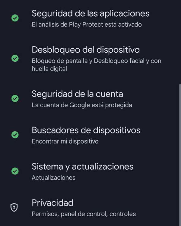 Opciones de seguridad Android