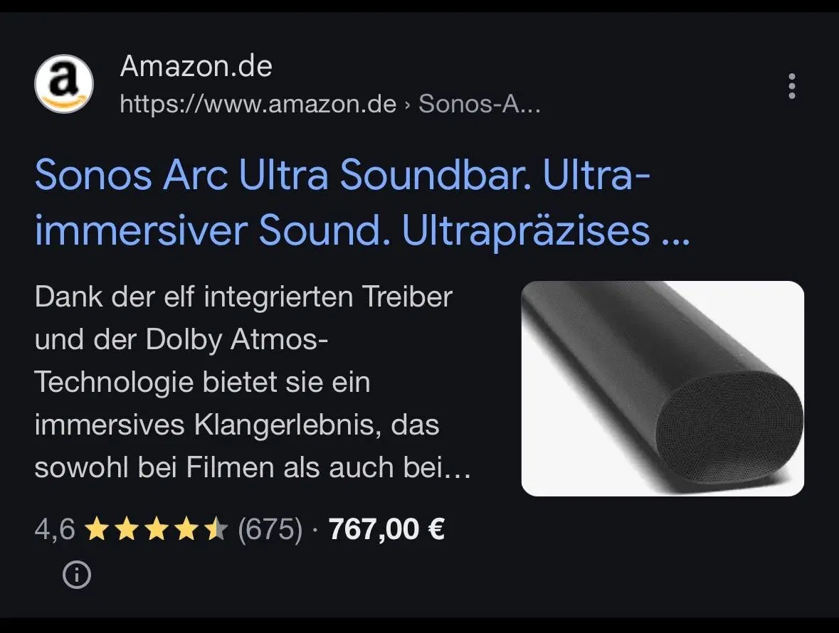 Sonos Arc Ultra: ¿Se ha filtrado accidentalmente en Amazon Alemania?