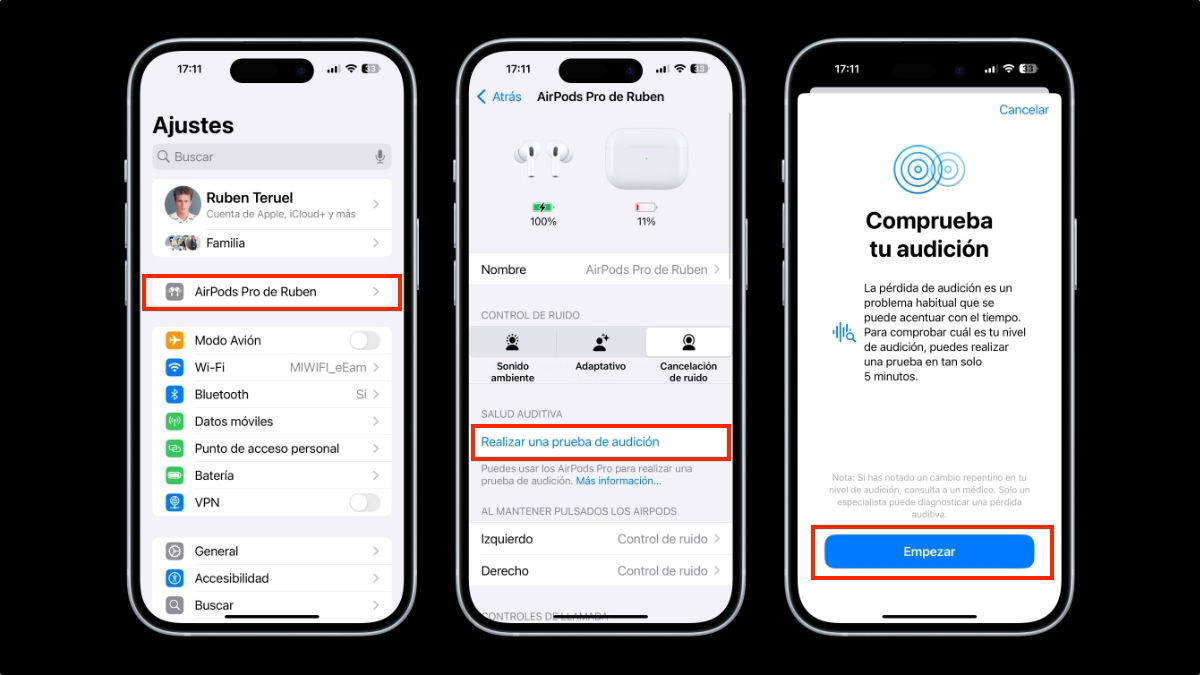 Cómo realizar una prueba auditiva con los AirPods Pro 2