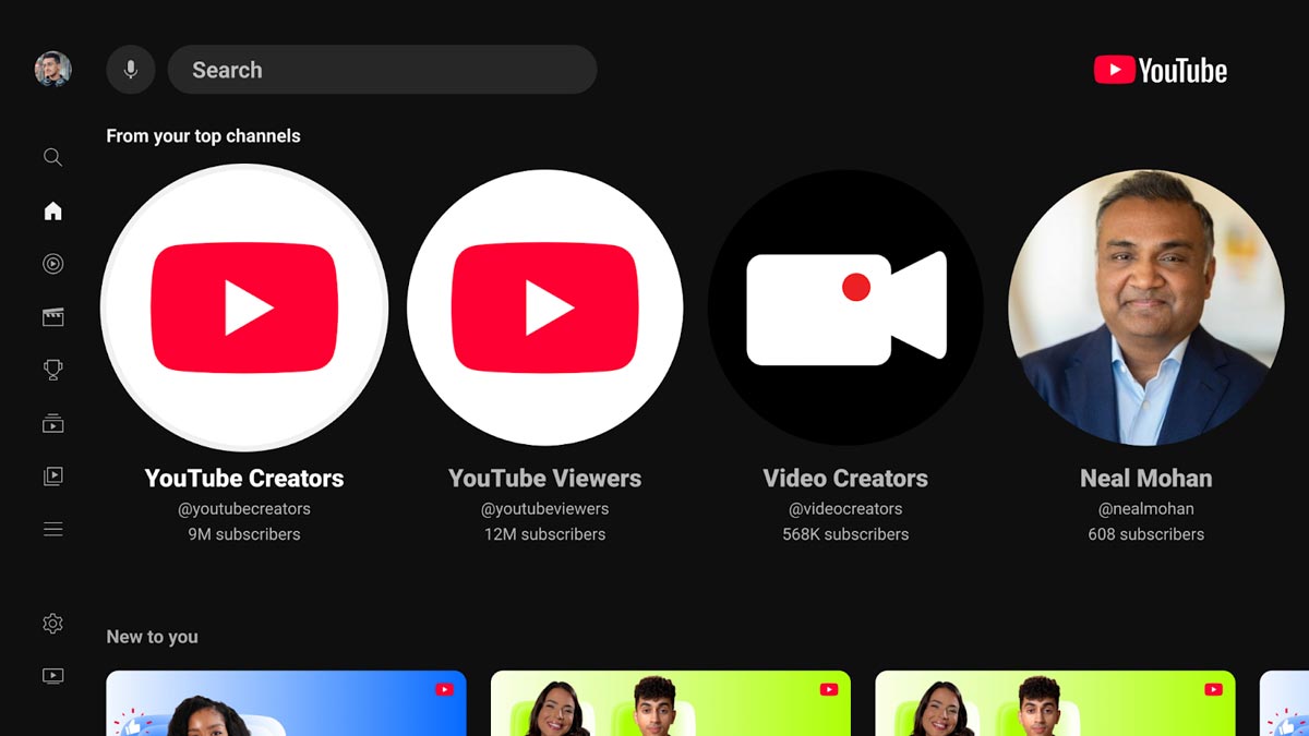Nueva interrfaz de YouTube para TV