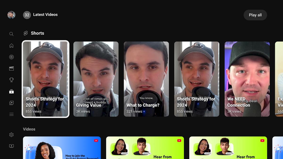 Nuevos Shorts en YouTube para TV