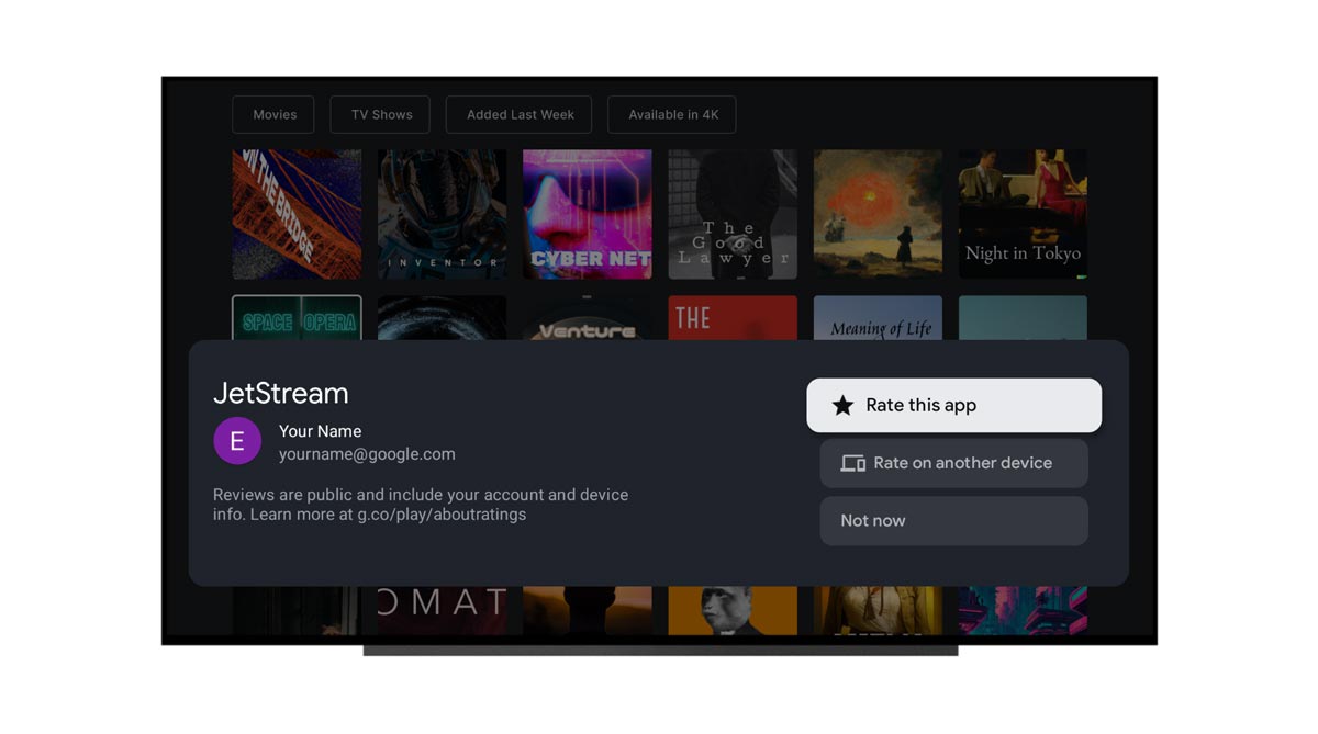 Valoración aplicación en Google TV