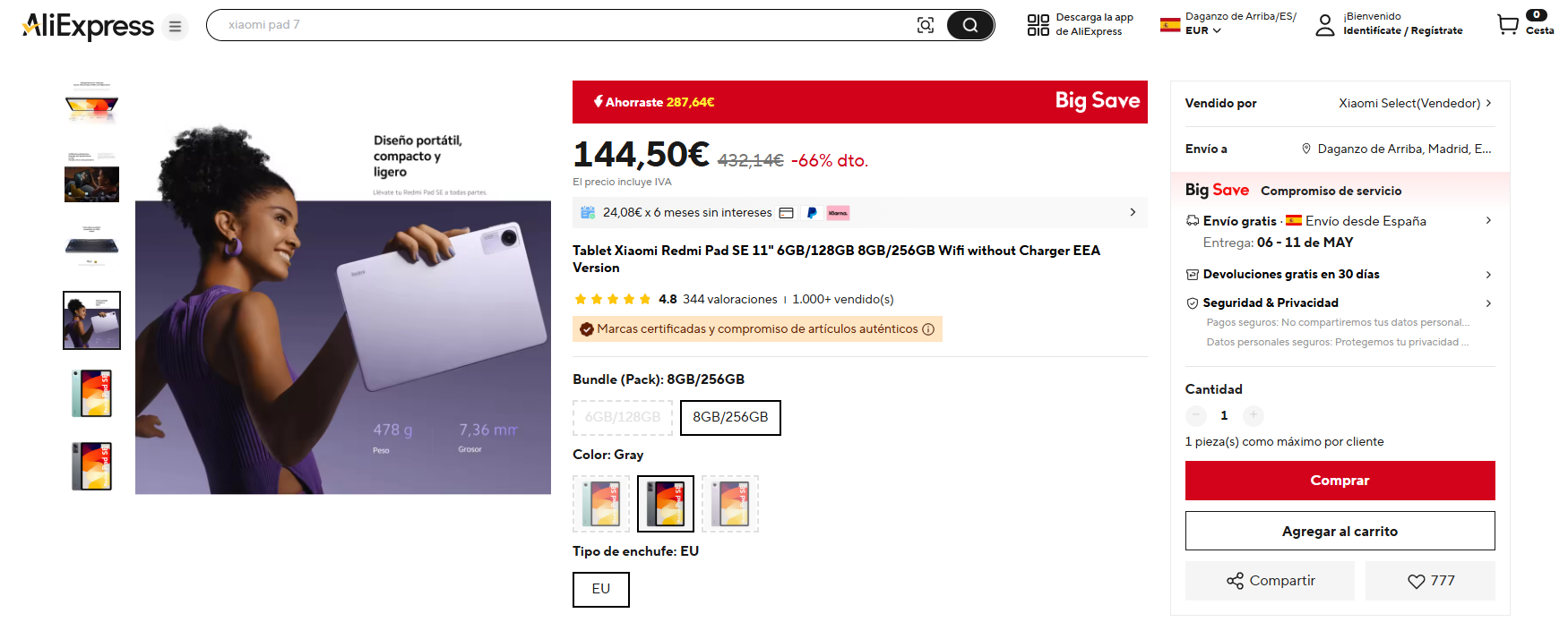 Oferta por el tablet Redmi Pad SE 