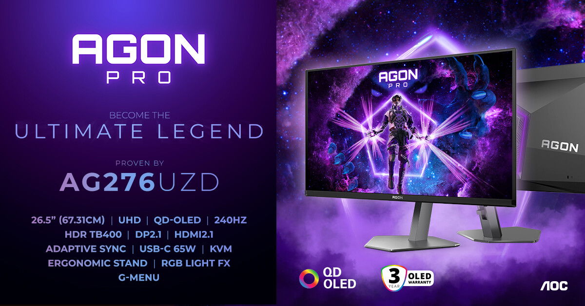 AGON PRO AG276UZD: un monitor de AOC con QD-OLED, 4K y 240 Hz