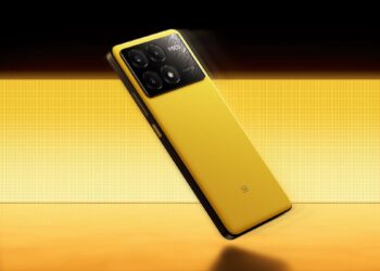 POCO X6 pro con fondo amarillo