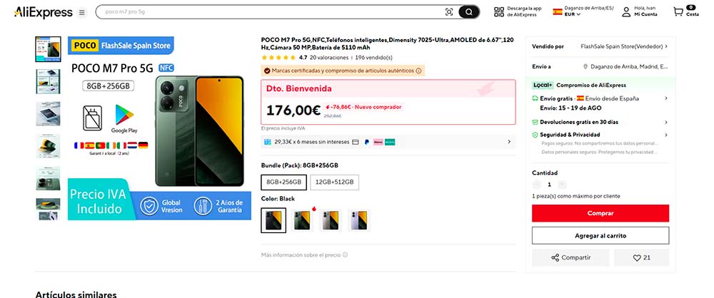 Oferta por el POCO M7 Pro 5G