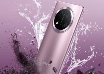 Honor X9c 5G con fondo de color rosa