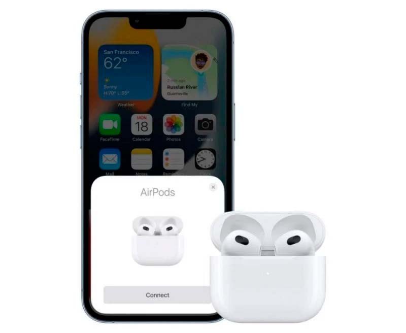 Smartphone con los Apple AirPods