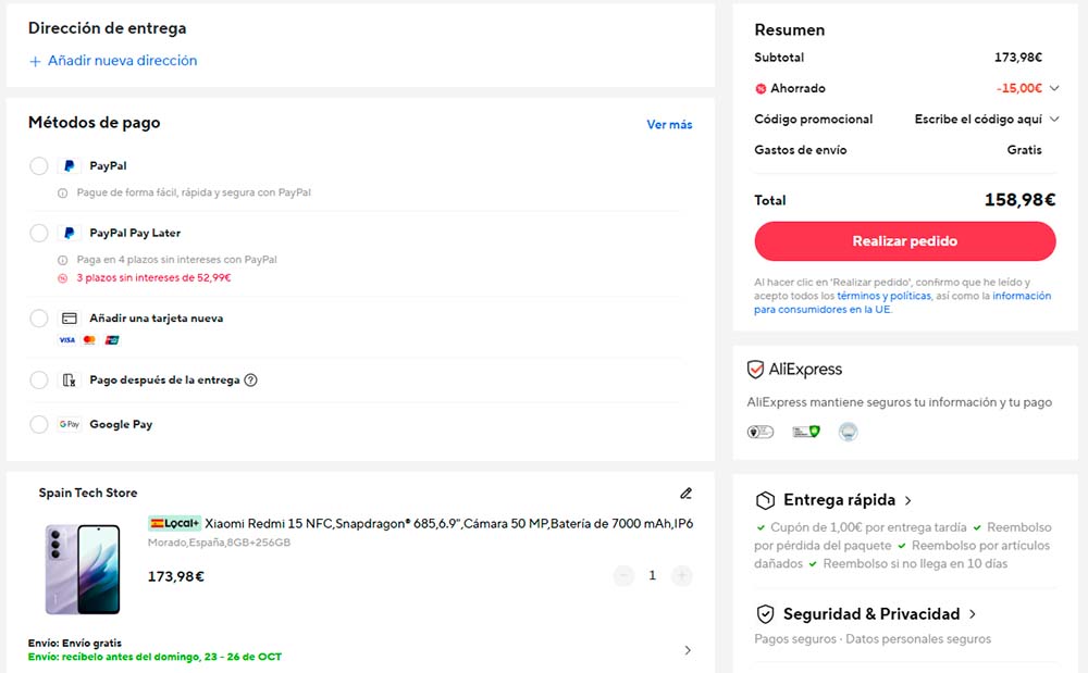 Oferta por el Redmi 15