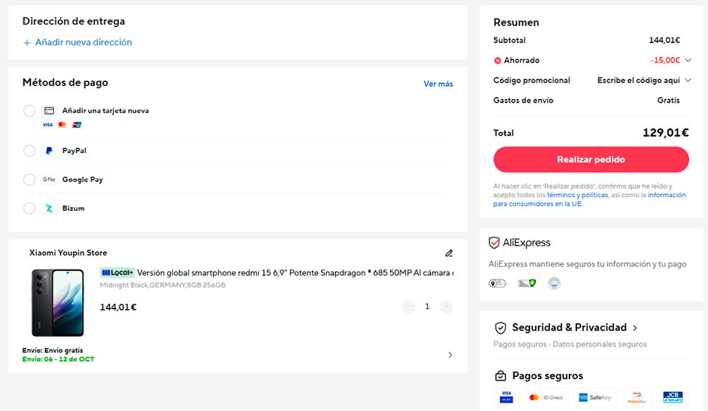 Oferta del Redmi 15