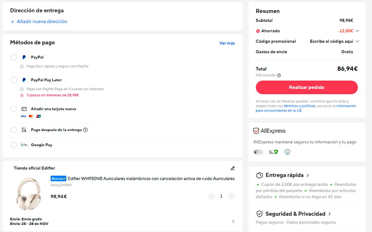 Oferta por los Edifier WH950NB