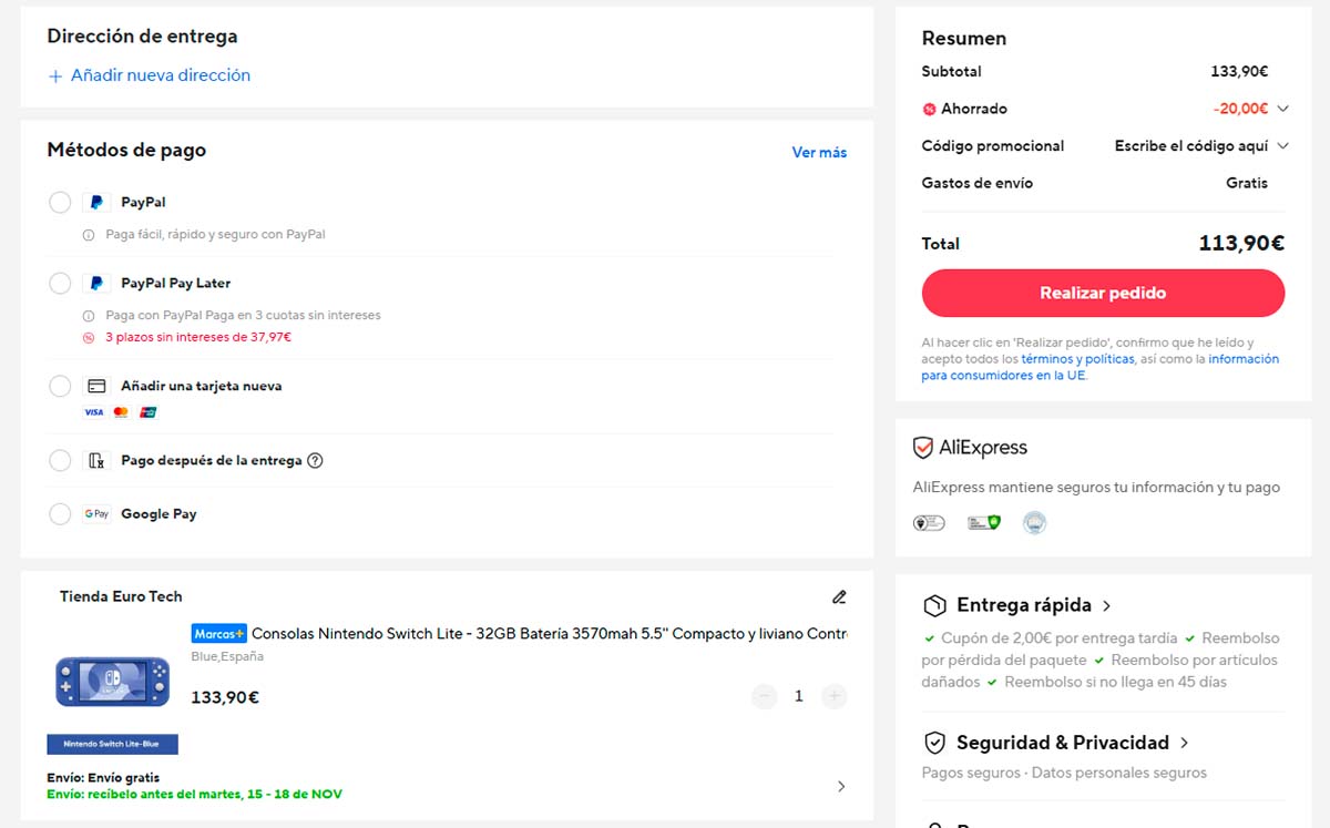 Oferta por la Nintendo Switch Lite