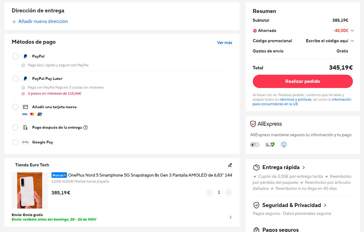 Oferta por el OnePlus Nord 5 en AlIExpress