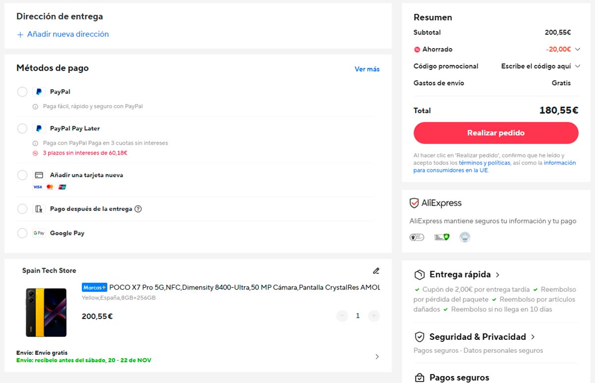 Oferta por el POCO X7 Pro en AlExpress