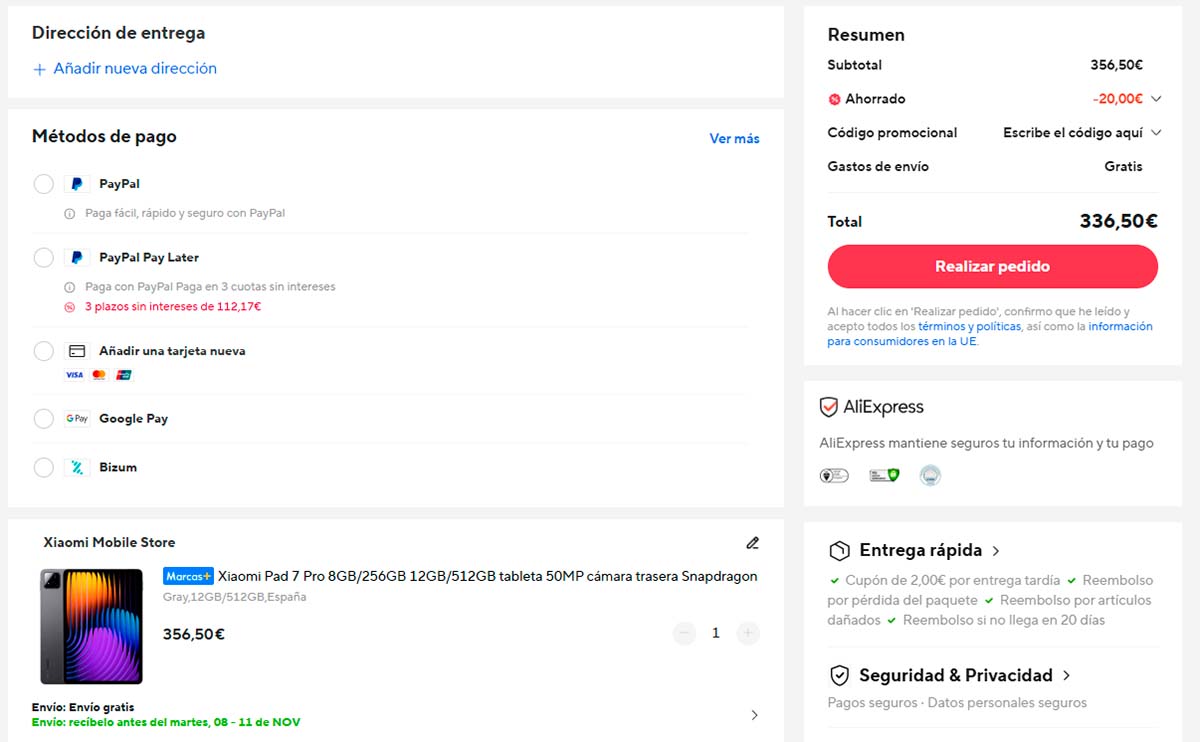 Oferta por el Xiaomi Pad 7 Pro