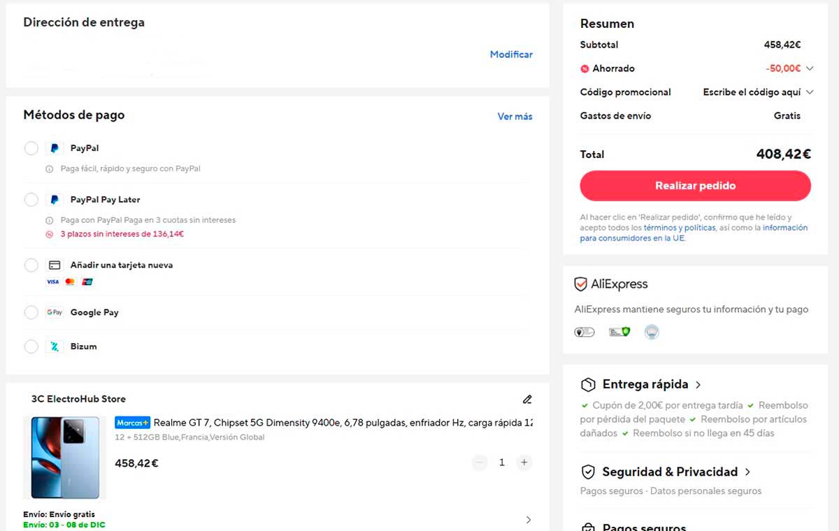 Descuento en AliExpress por el realme GT 7
