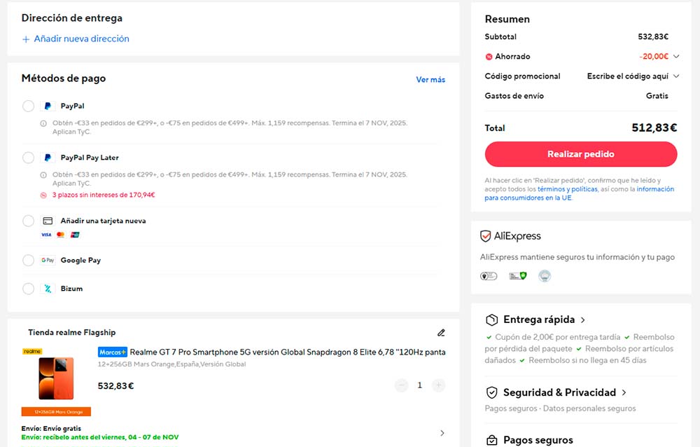 Oferta por el realme GT 7 Pro