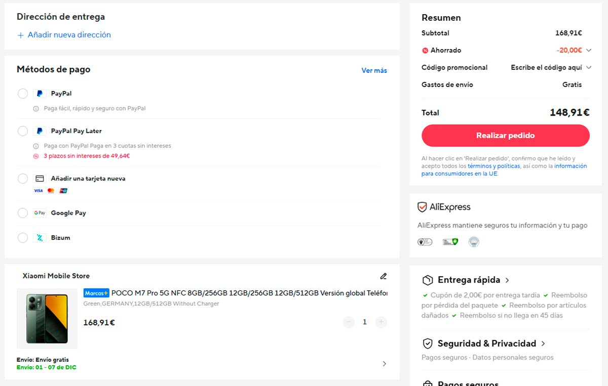Oferta en AliExpress por el POCO M7 Pro 5G