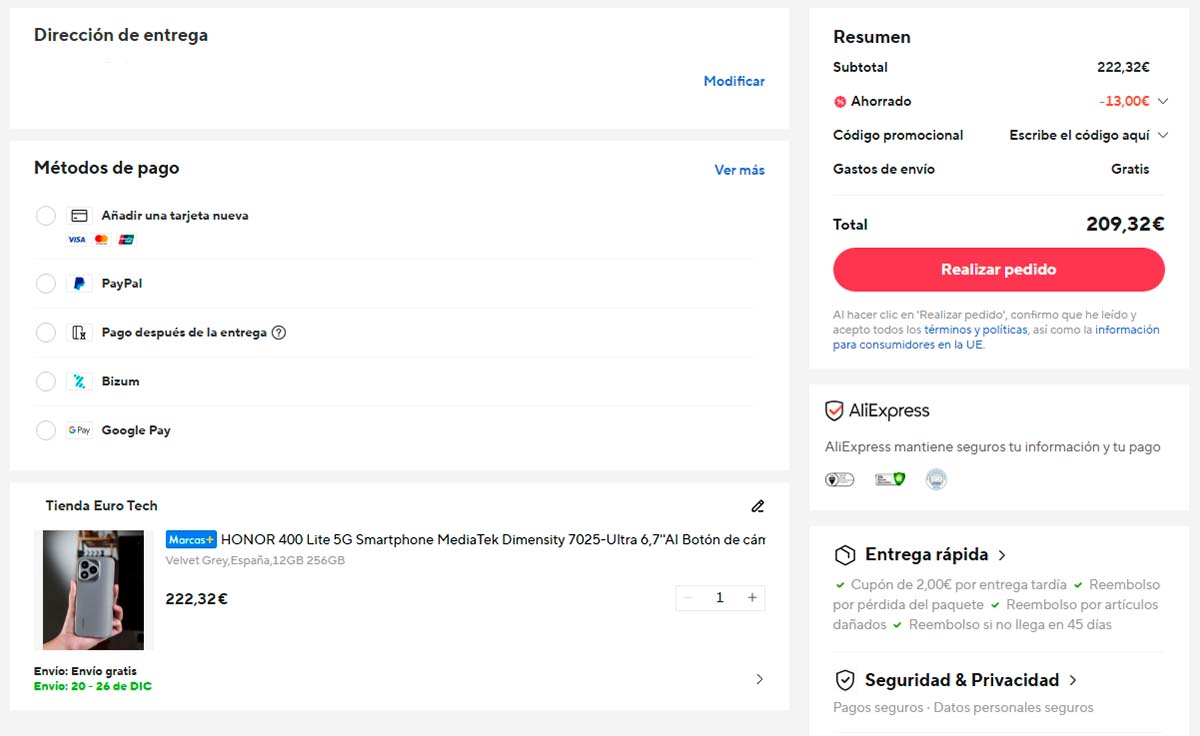 Oferta por el Honor 400 Lite 5G