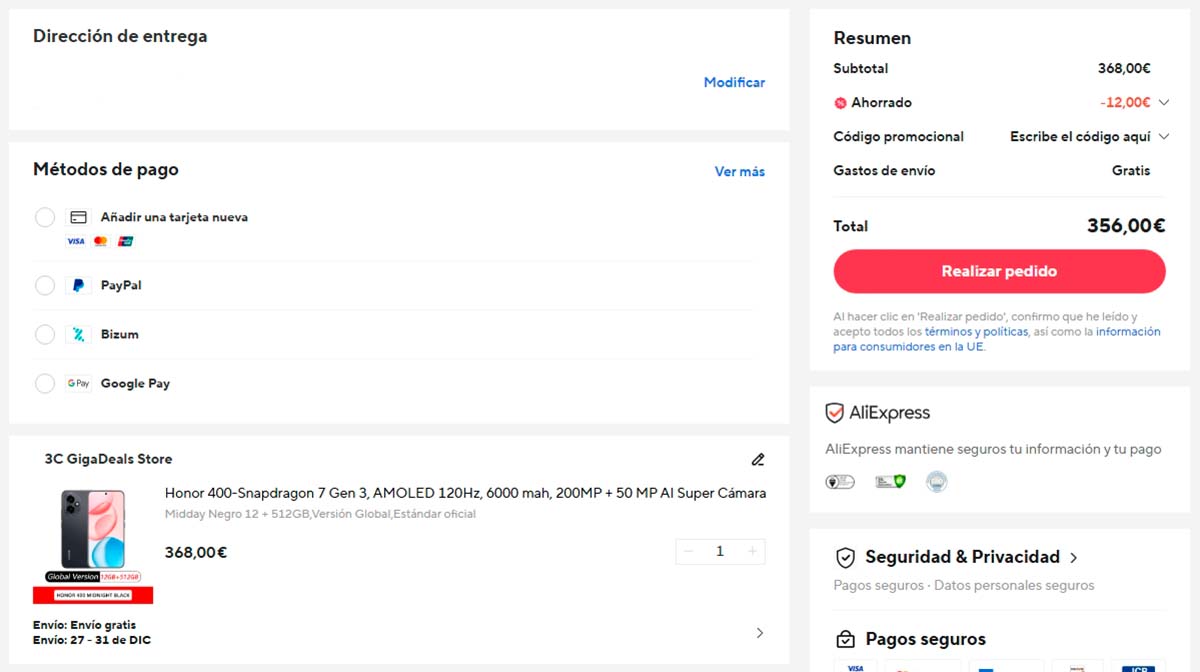 Oferta por el Honor 400 5G