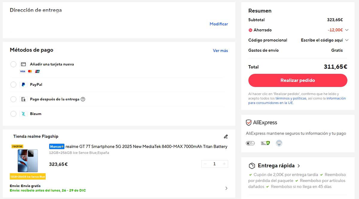 Oferta por el realme GT 7T