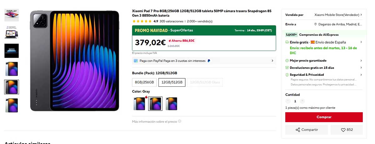 Oferta por el Xiaomi Pad 7 Pro