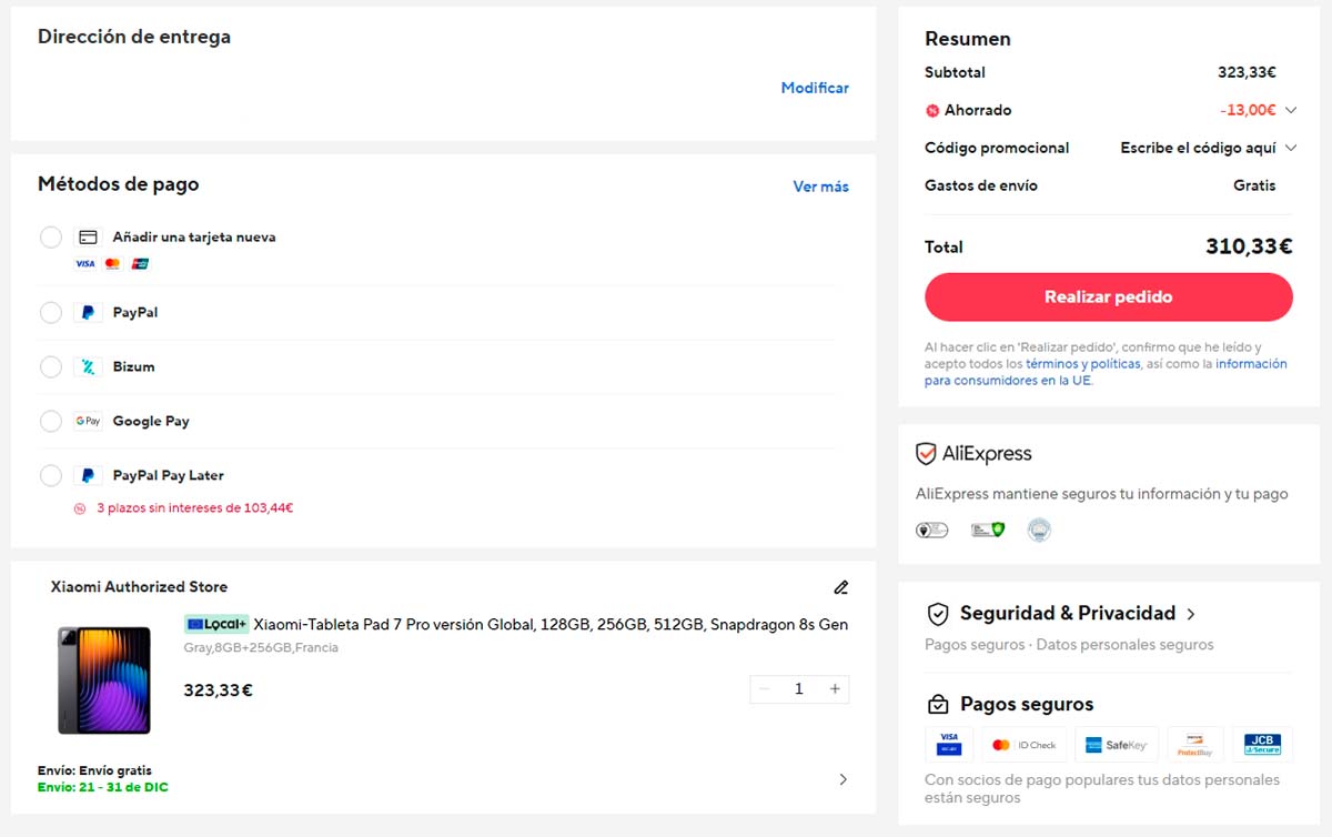 Oferta por el tablet Xiaomi Pad 7 Pro