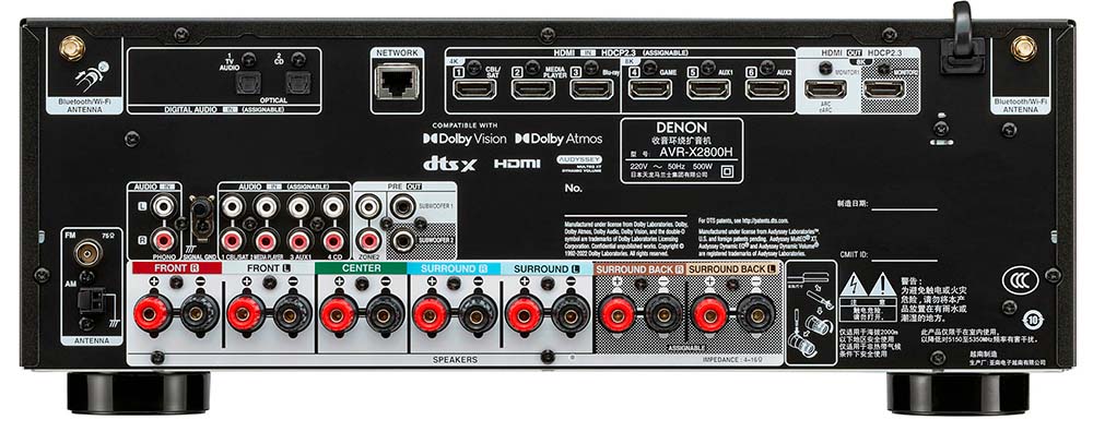 Conexiones del DENON AVR-X2800H