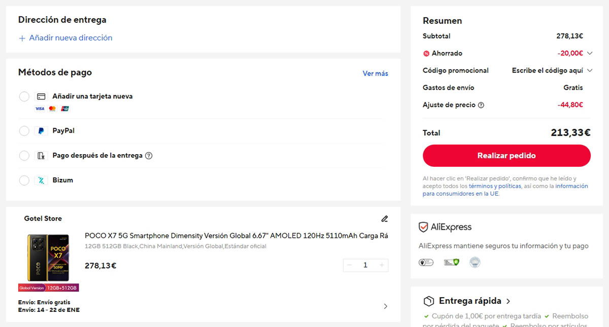 Oferta por el teléfono POCO X7