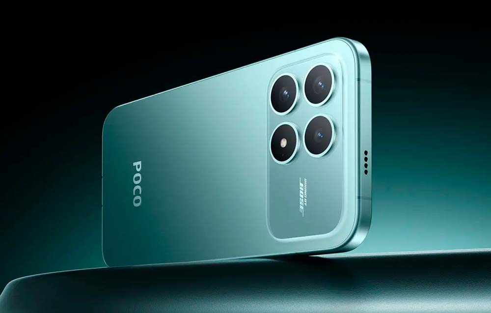 Trasera del POCO F8 Pro de color verde