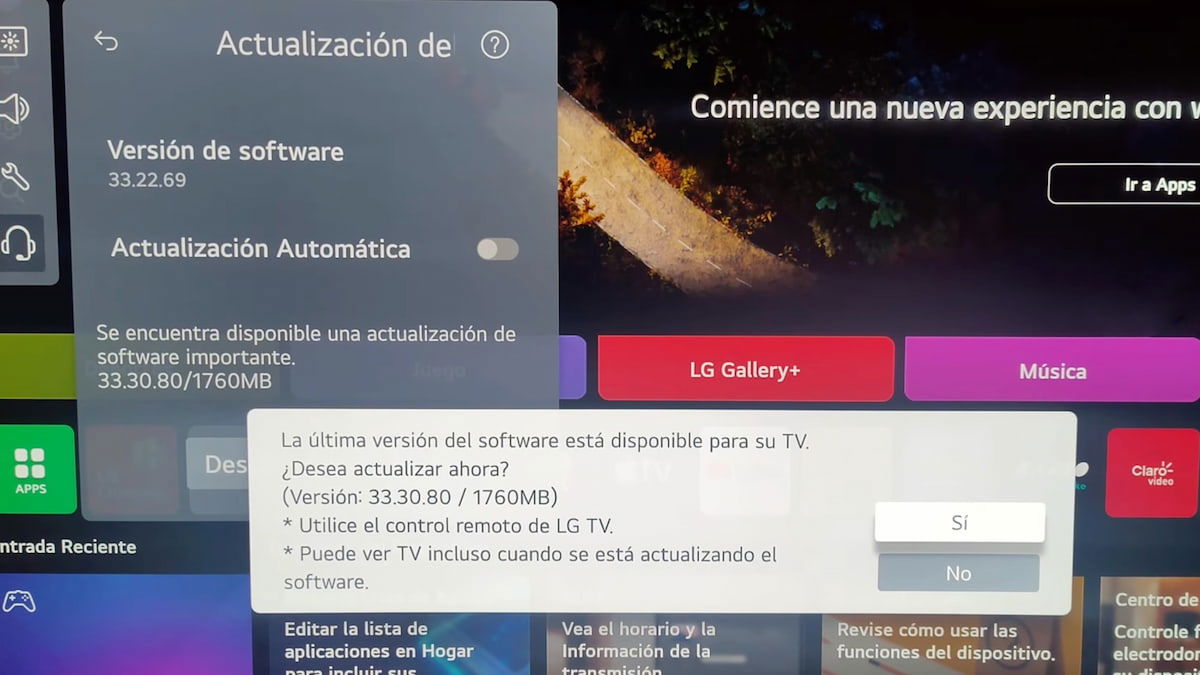 El televisor LG OLED G5 recibe el update 33.30.80 y, por una vez, LG nos dice qué cambia