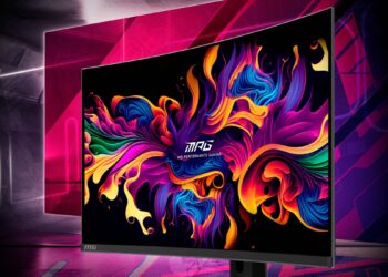 Monitor MSI MPG 321CURX QD-OLED con fondo