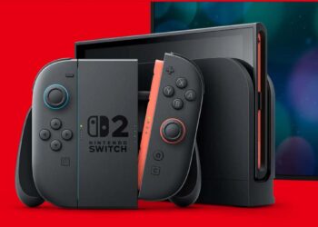 Nintendo Switch 2 con fondo rojo
