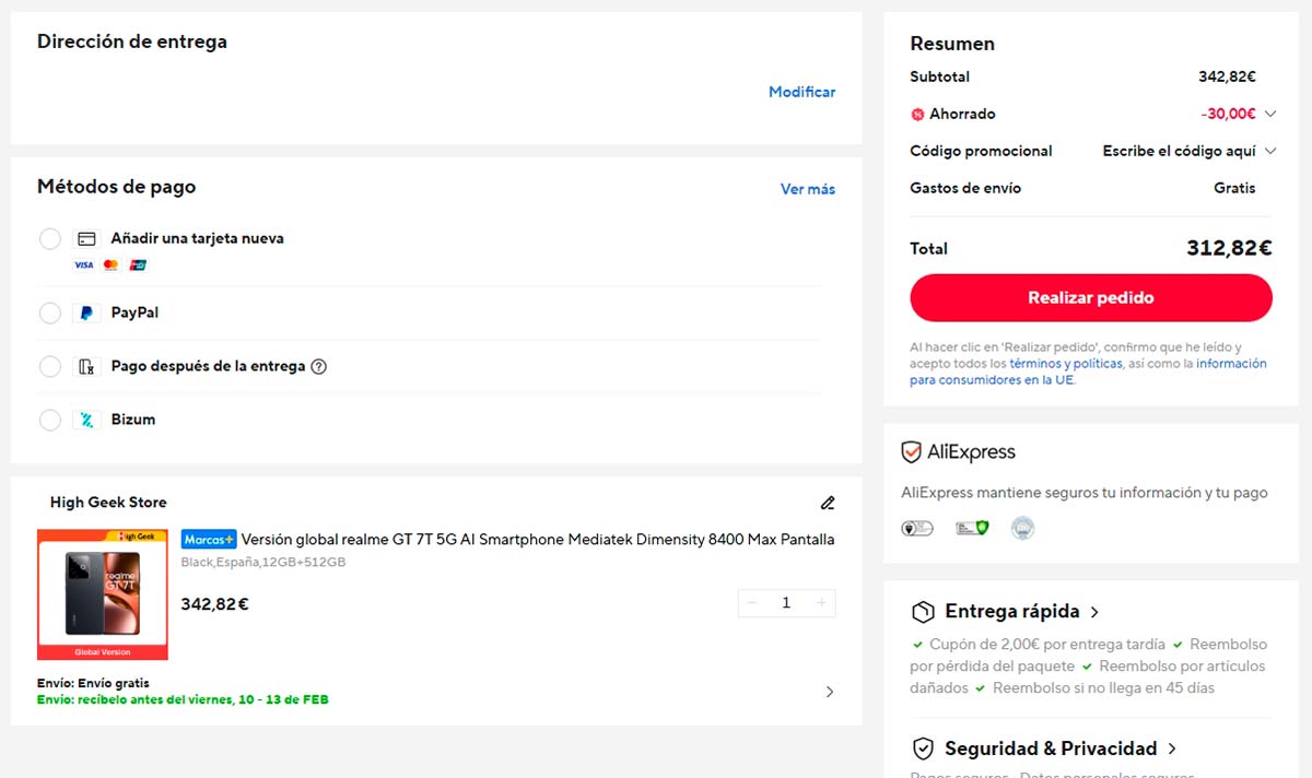 Oferta por el realme GT 7T