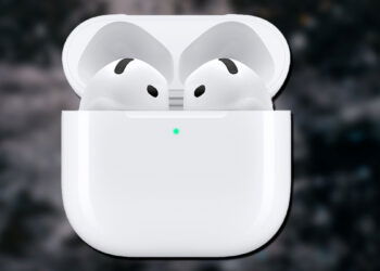 Apple AirPods 4 con imagen de fondo