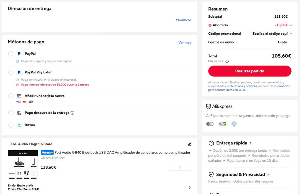 Oferta por el Fosi Audio GR40