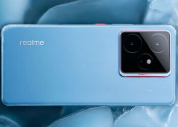 Teléfono realme GT 7T de color azul