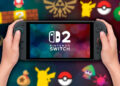 Nintendo Switch 2 con fondo de juegos