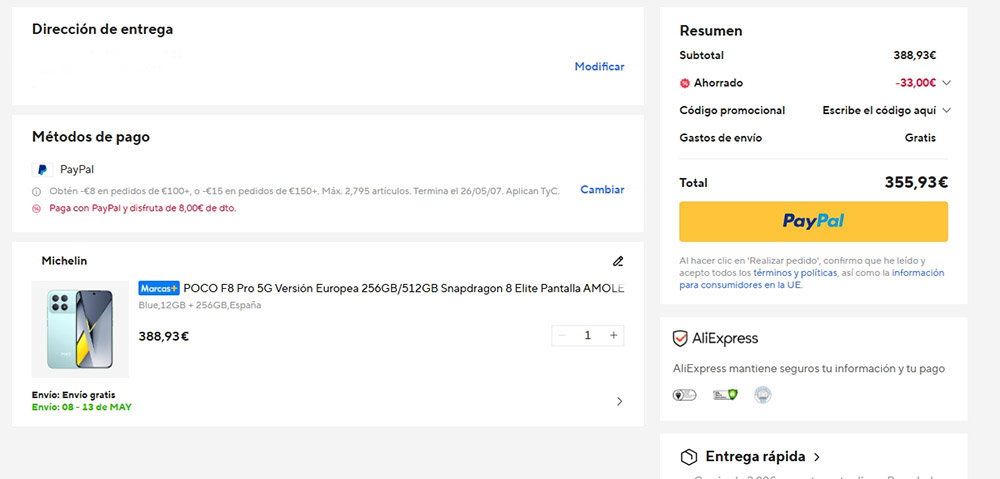 Promoción en AlIExpress para comprar el POCO F8 Pro