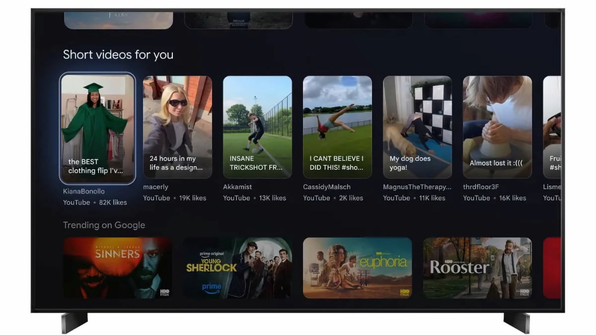Google TV da un giro inesperado y llevará los YouTube Shorts a la pantalla de inicio