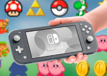 Nintendo Switch Lite con fondo juegos