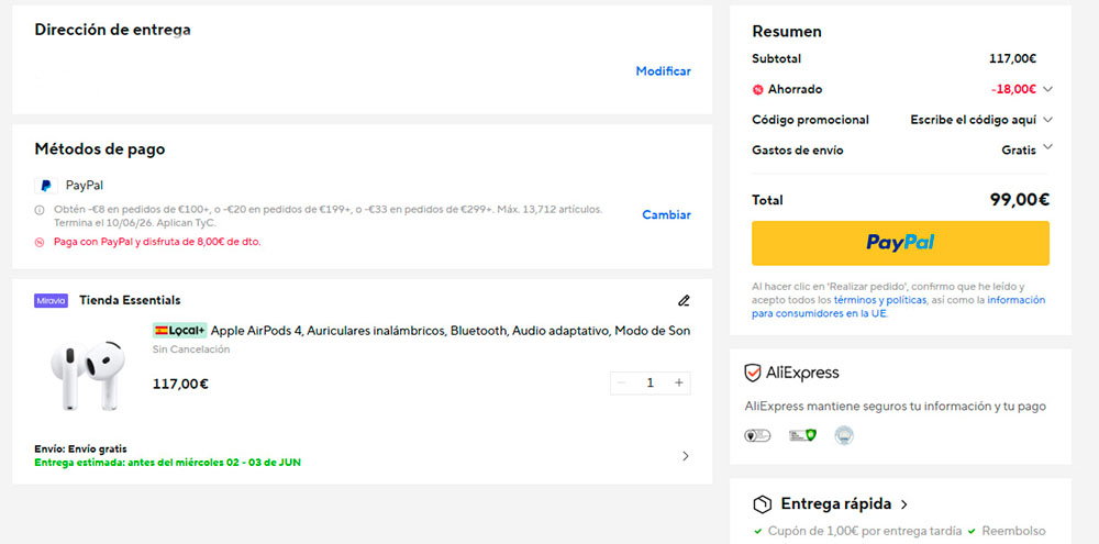 Oferta por los AirPods 4 de Apple en AliExpress
