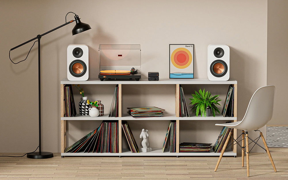 Fosi Audio Luna3 en un mueble