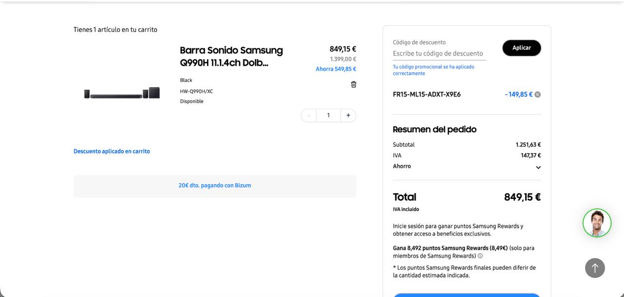 La potentísima barra de sonido Samsung Q990H destroza su precio con este ofertón por 629 euros