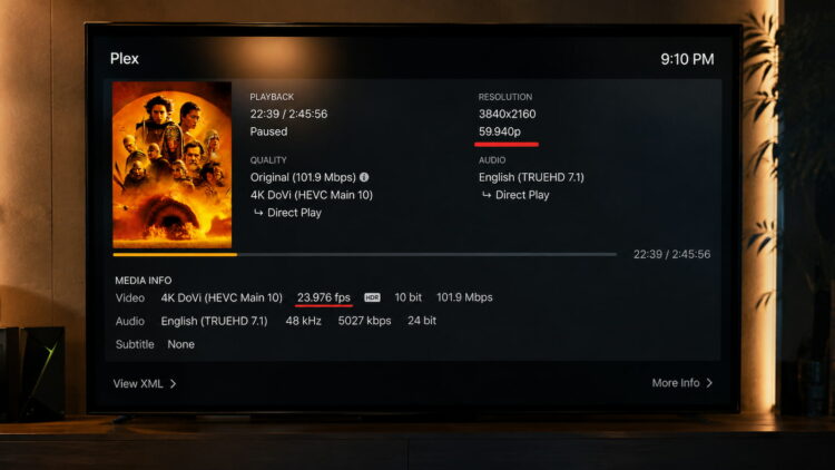 Plex rompe una función clave con Dolby Vision en su nueva app: las películas a 24p se quedan a 60 Hz