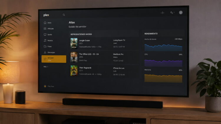 Plex convierte tu televisor en el panel de control del NAS: ya puedes ver quién reproduce y cuánto consume