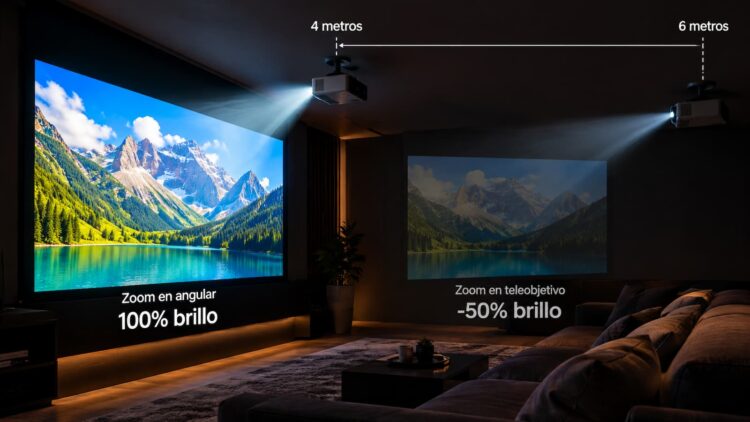Tu proyector puede perder más de la mitad del brillo sin tocar ningún ajuste: el culpable es el zoom