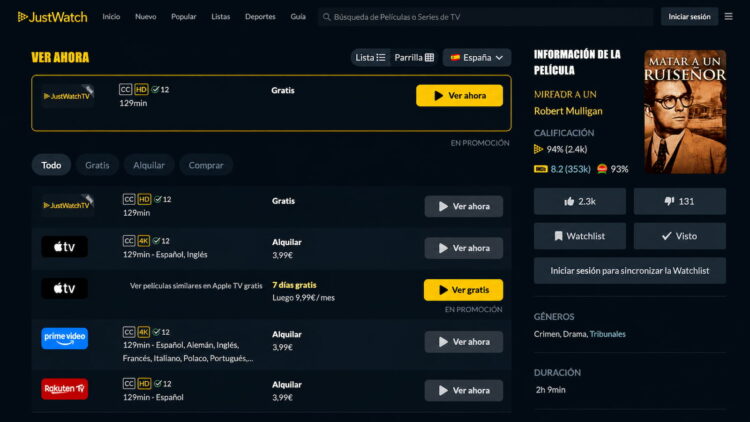 JustWatch deja de decirte dónde ver películas y empieza a ofrecerlas: streaming gratis y alquileres