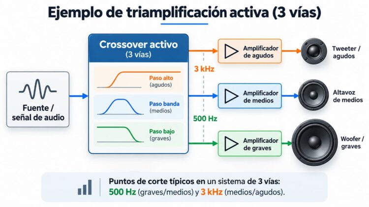 Triamplificación de altavoces: qué es y por qué puede mejorar el sonido más que la biamplificación